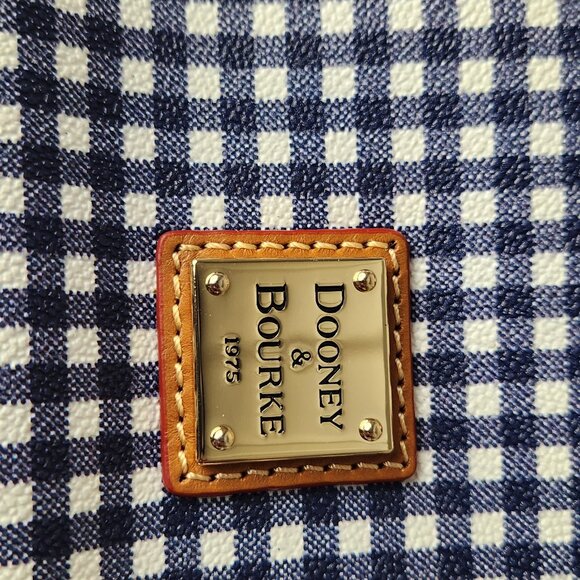 Dooney & Bourke Coated Blue Red Cotton Gingham Hobo Shoulder Bag Checkered Navy - Picture 3 of 16